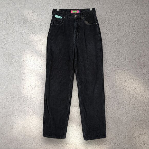 Empyre Pants - Empyre Tori Black Corduroy Pants Size 0 High Rise Straight Leg Y2K Skate Style